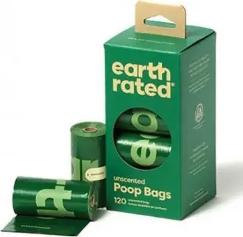 Qese higjienike për qen Earth Rated, 120 copë, pa aromë, të gjelbra