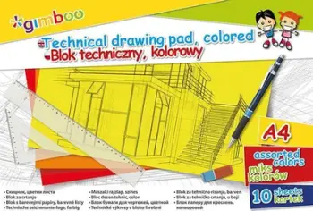 Bllok teknik Gimboo A4, 10 fletë, 150gsm, me ngjyra