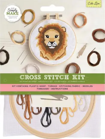 Set kreativ qëndisje DALPRINT Cross Stitch Lion DSM-106173, motiv luani, për fillestarë dhe të avancuar