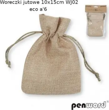 Qese jute Penword Eco Jute Bags, 10x15cm, set 6 copë, ngjyrë natyrale