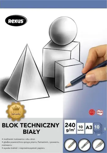 Bllok teknik Technical Pad A3, 10 fletë, i bardhë premium