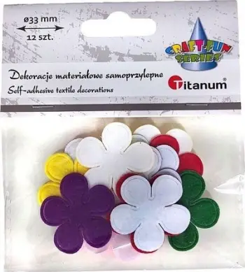 Dekorime vetëngjitëse lulesh Titanum Flowers Mix, tekstil, 12 copë, ngjyra të përziera