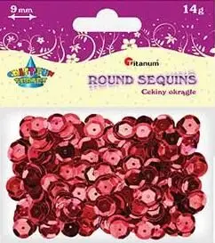 Dekorues Sequins Titanum, 9mm, 14g, të kuqe