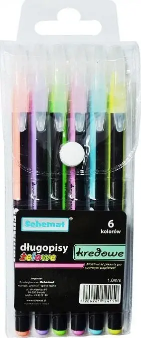Set stilolapsa xhel me shkumës Schemat Chalk Gel Pens, 6 ngjyra, shumëngjyrëshe