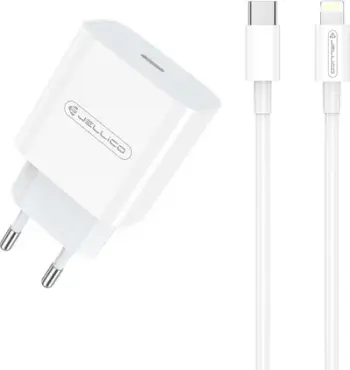 Karikues mural JELLICO AK180, PD 20W, 1x USB C me kabllo USB C Lightning, i bardhë