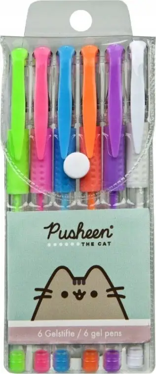 Set stilolapsa xhel Pusheen Colorful, 6 copë, me kuti, shumëngjyrëshe