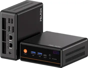 Mini Kompjuter, Peladn WO4 5600H, Ryzen 5 5600H, 16GB RAM 512GB SSD, Wi‑Fi 6 2.5G LAN, e zezë