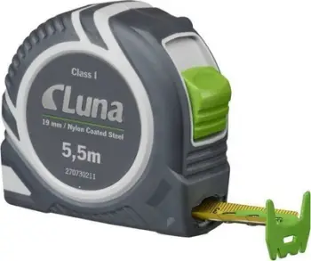 Metër matës Luna Measuring Tape Push Lock, 5.5 m, kasetë ABS, i verdhë
