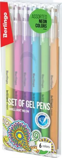 Set stilolapsa xheli Berlingo Neon, 0.8mm, 6 copë, shumëngjyrëshe neon
