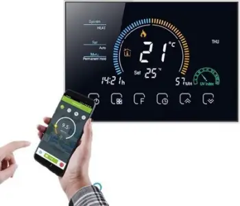 Termostat Renov8 Smart Wi-Fi, LCD me ngjyra, për fan-coil 2 4 tuba, i bardhë