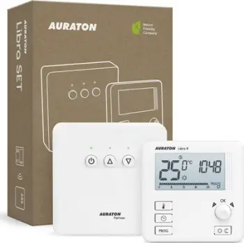Termostat wireless Auraton Libra Set, kontroll dhome, i bardhë