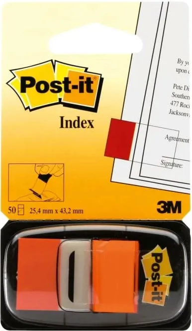 Shirita indeksi ngjitës, 3M Post-it, 680-4, me shpërndarës, portokalli - 5