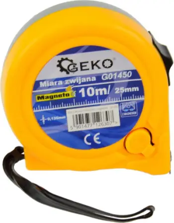 Metër rrëshqitës GEKO, 10 m, magnet, portokalli
