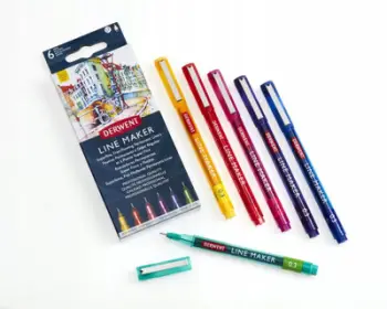 Set stilolapsash me ngjyra Derwent Line Maker, 6 copë, 0.3mm