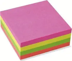 Bllok vetëngjitës Esselte Cube 75x75mm, 320 fletë, ngjyra neon