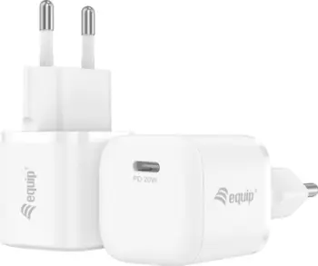 Karikues muri Equip 1-Port, USB-C PD, 20W, i bardhë