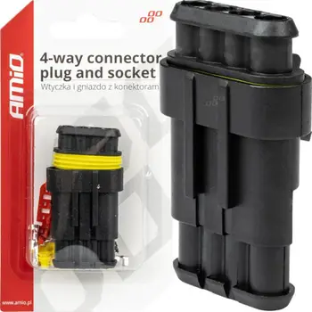 Lidhës hermetik AMiO Cube Plug Superseal, 4 pin, IP67, i zi