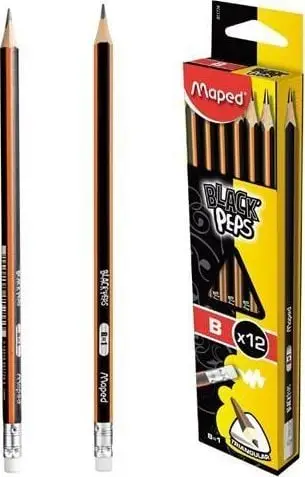 Laps me gomë Maped Blackpeps B, set 12 copë, ngjyrë natyrale