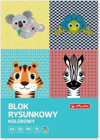 Bllok vizatimi Herlitz Cute Animals A4, 20 fletë, set 10 copë, shumëngjyrësh