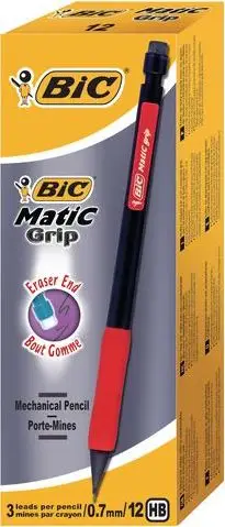 Laps mekanik BIC Matic Grip, HB 0.7mm, set 12 copë