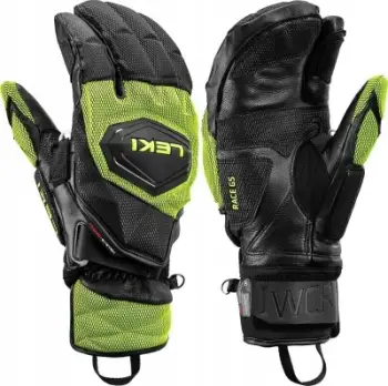 Doreza skish Leki WCR Venom GS 3D Lobster, lëkurë, garuese, e zezë verdhë