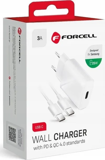 Karikues muri Forcell USB-C PD QC 4.0, 25W, 3A, me kabllo 1m - 1