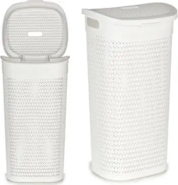 Shportë plastike për rroba të pista, 60L, 44 x 57 x 34.5 cm, e bardhë