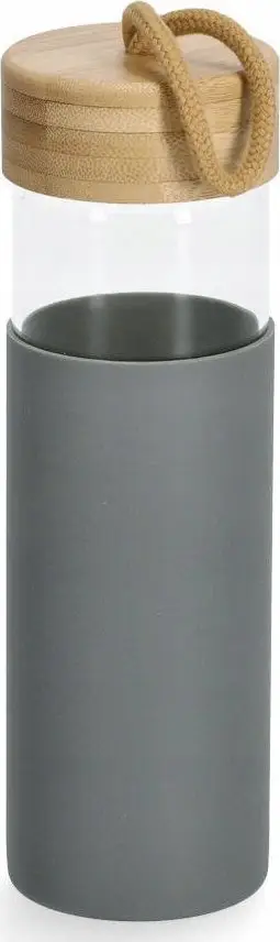 Termus shishe Zeller Present Drinking Bottle, 0.5L, qelq me silikon, kapak bambu