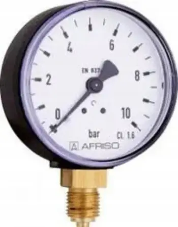 Manometër Afriso Standard RF63 D201, 0-1.6 bar, lidhje G1/4, i zi