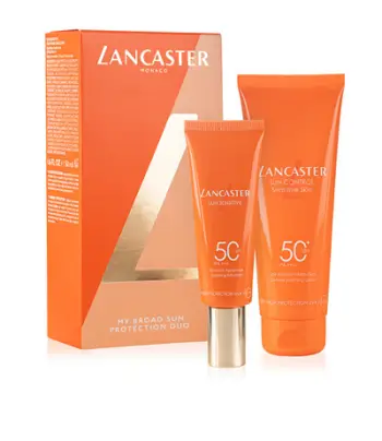 Set krem dielli Lancaster Sun Sensitive Sun Control, SPF 50+, për lëkurë të ndjeshme, portokalli