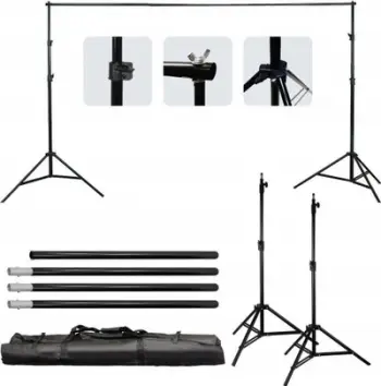 Set studio MASSA Atelier, stativ për sfond 210-304cm, 4 kapëse, me çantë