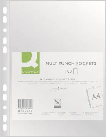 Qese mbrojtëse dokumentesh Q-CONNECT A4, PP, 50 mikron, transparente
