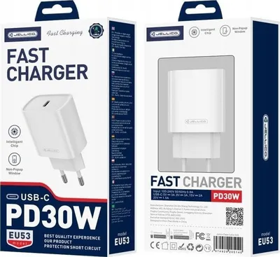 Karikues muri JELLICO EU53, 30W PD, 1xUSB C, i bardhë - 1