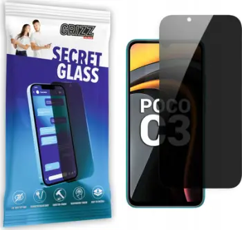 Xham mbrojtës privatësie Grizz SecretGlass për Xiaomi Poco C3, xham qeramik, i zi