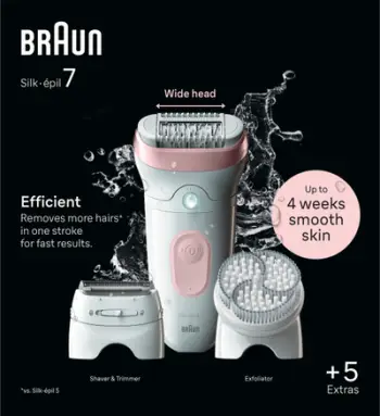 Epilator Braun Silk Epil 7 7-060, pa kabllo, për lëkurë të lagur dhe të thatë, i bardhë