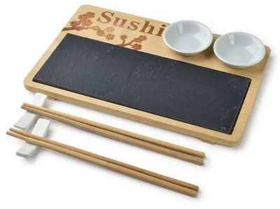 Set sushi SUSHI, për 2 persona, dru dhe qeramikë, multikolor - 1