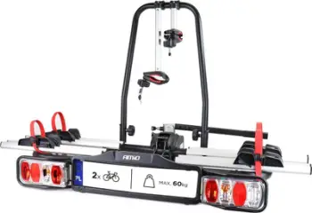 Mbajtëse biçikletash AMiO tbc-02/2, për shufër rimorkioje, 2 biçikleta, 60 kg, e zezë
