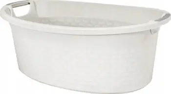 Shportë rrobash BRANQ COTTON 40L, ovale, plastike, e bardhë antique