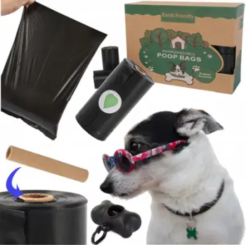 Qese për jashtëqitje qenësh Dog, 300 copë 20 rrotulla, biodegraduese, të zeza me kasë