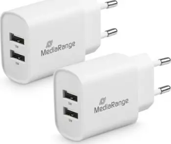 Karikues muri MediaRange MRMA114, 12W, 2x USB A, i bardhë
