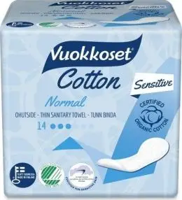 Peceta higjienike Vuokkoset COTTON Normal Sensitive, pa krahë, 14 copë