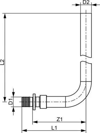 Lidhës këndor presimi për radiator TECEflex, 16 mm, 200 mm, bronzi i kromuar