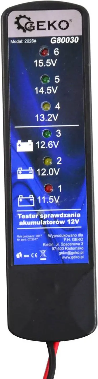Testues baterie GEKO, 12V, me 6 LED, i zi - 2