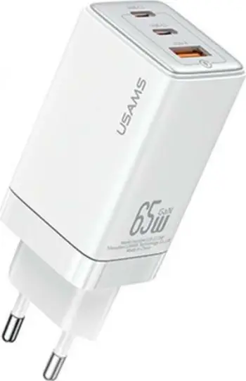 Karikues muri USAMS Sandru Series US CC180, 65W, 2x USB C 1x USB, i bardhë