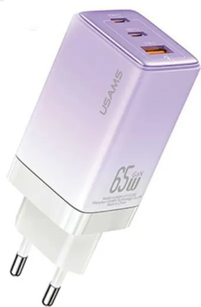 Karikues muri Usams US-CC180, 65W, 2x USB-C 1x USB, i bardhë - 1