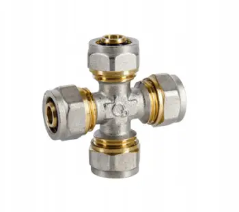 Lidhës kryq TDM Brass Cross 1085 16 15265210, për tuba 16x16x16x16, bronz
