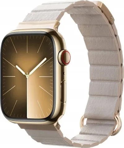 Rrip për Apple Watch Crong Eclipse, lëkurë magnetike, 38 40 41mm, bezhë - 2