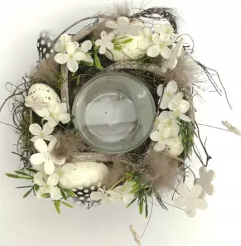 Mbajtëse dekorative për qiri Saska Easter, 16 cm, për qiri tea light, shumëngjyrëshe
