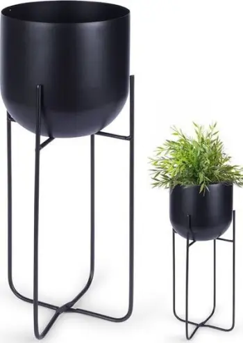 Mbajtëse dekorative për vazo Vilde Flowerpot Flower Stand, metal, 42 cm, e zezë