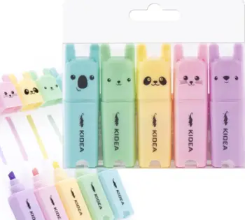 Markera theksues Derform KIDEA Animal, set 5 ngjyra, shumëngjyrëshe